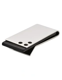 Cudworth Polished Rhodium Plated Rubber Money Clip in Black