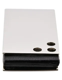 Cudworth Polished Rhodium Plated Rubber Money Clip in Black