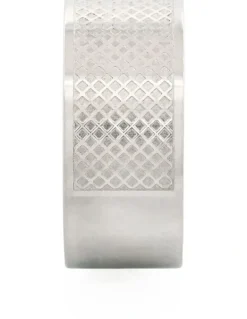 Cudworth Polished Stainless Steel Ring with Lattice Pattern in Silver