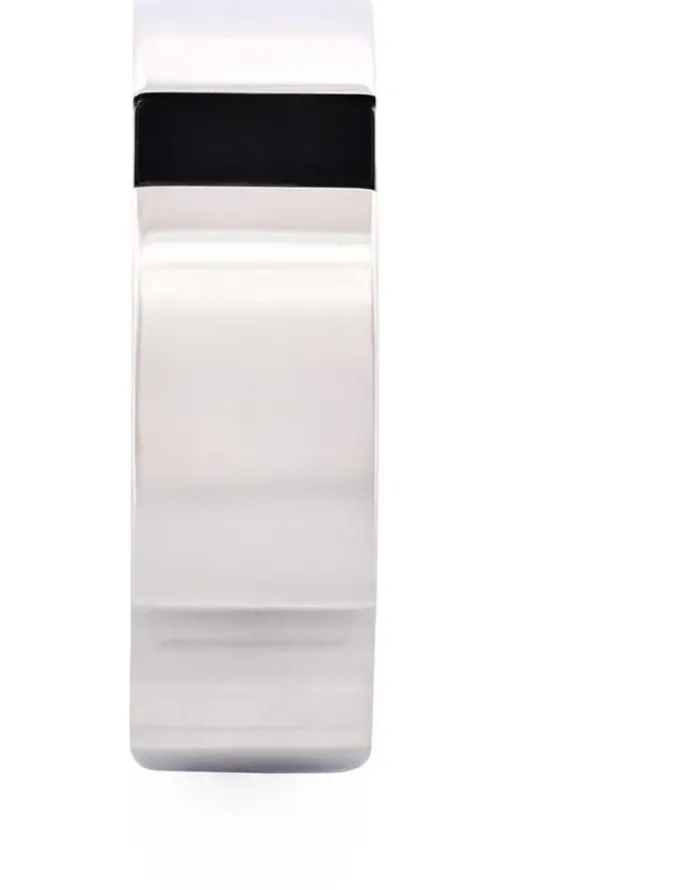 Cudworth Polished Stainless Steel & Onyx Ring in Silver