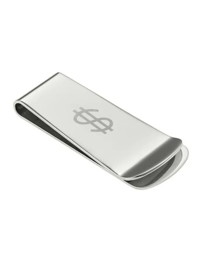 Cudworth Polished Stainless Steel Etched Money Clip in Silver