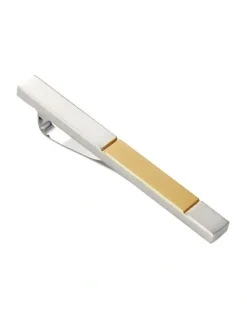 Cudworth Polished Stainless Steel with Brushed Ion Plated Gold Tie Slide