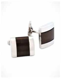 Cudworth Polished Stainless Steel and Brushed Ion Plated Gun Metal Cufflinks