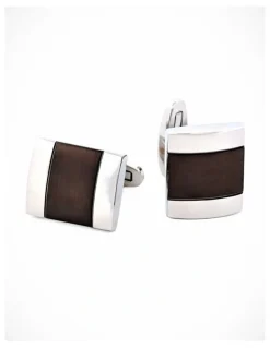 Cudworth Polished Stainless Steel and Brushed Ion Plated Gun Metal Cufflinks
