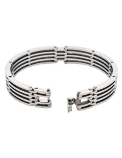 Cudworth Polished Stainless Steel Cutout Bangle And Bracelet in Silver
