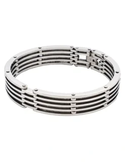 Cudworth Polished Stainless Steel Cutout Bangle And Bracelet in Silver