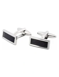 Cudworth Rectangular Cat's Eye Cufflinks in Black