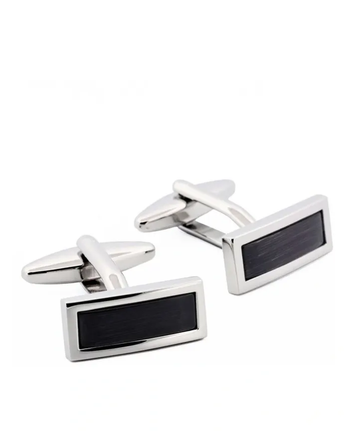 Cudworth Rectangular Cat's Eye Cufflinks in Black