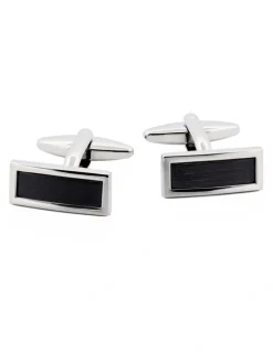Cudworth Rectangular Cat's Eye Cufflinks in Black