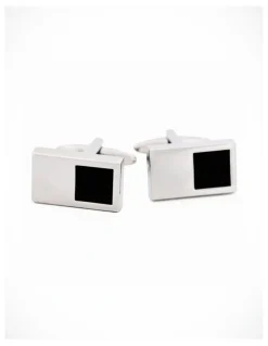 Cudworth Rhodium & Black Cufflinks