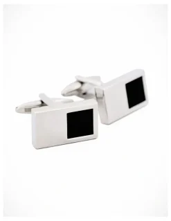 Cudworth Rhodium & Black Cufflinks