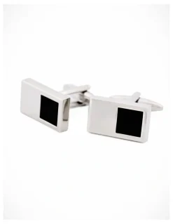 Cudworth Rhodium & Black Cufflinks