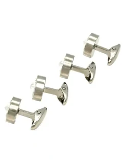 Cudworth Rhodium And Crystal Shirt Studs Set of 4 in Silver