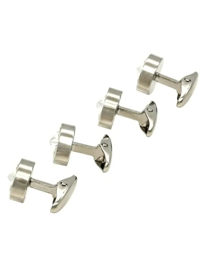 Cudworth Rhodium And Crystal Shirt Studs Set of 4 in Silver