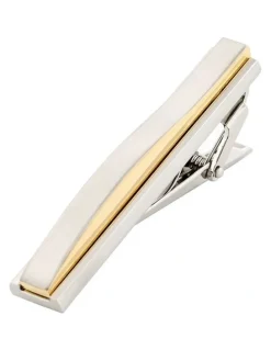 Cudworth Rhodium and Gold Plated Tie Clip in Silver