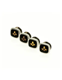 Cudworth Rhodium Masonic Shirt Stud in Black