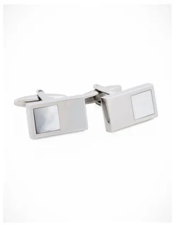 Cudworth Rhodium Mother Of Pearl Cufflinks