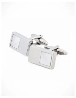 Cudworth Rhodium Mother Of Pearl Cufflinks