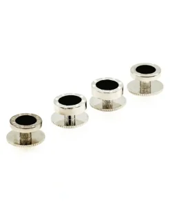 Cudworth Rhodium plated and round Onyx Screw Shirt Studs (set of 4)