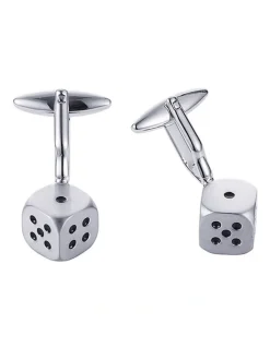 Cudworth Rhodium Plated Dice Cufflinks