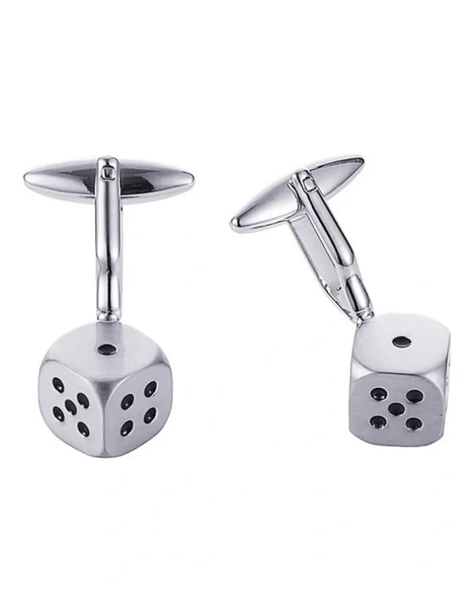 Cudworth Rhodium Plated Dice Cufflinks