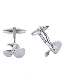 Cudworth Rhodium Plated Propeller Cufflinks in Silver