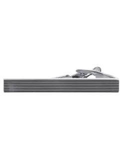 Cudworth Rhodium Ribbed Thin Tie Bar