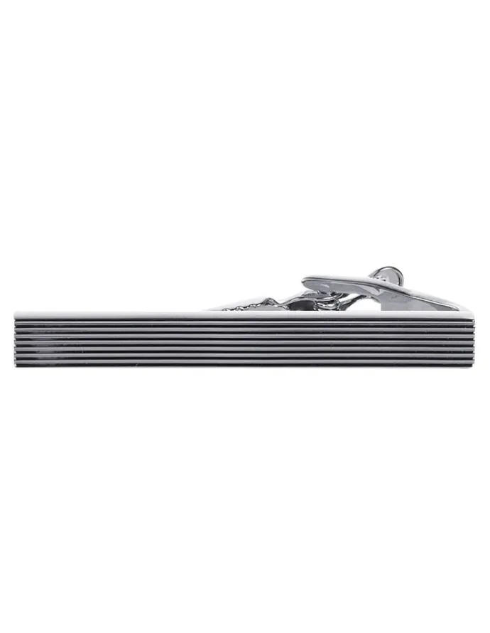 Cudworth Rhodium Ribbed Thin Tie Bar