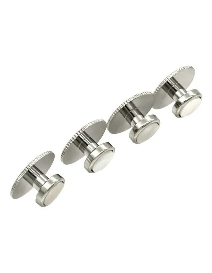 Cudworth Rhodium Round Screw Shirt Studs Set of 4 in Mother Of Pearl