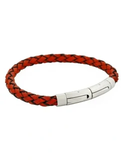 Cudworth Rosso Linea Italian Leather Bracelet in Red