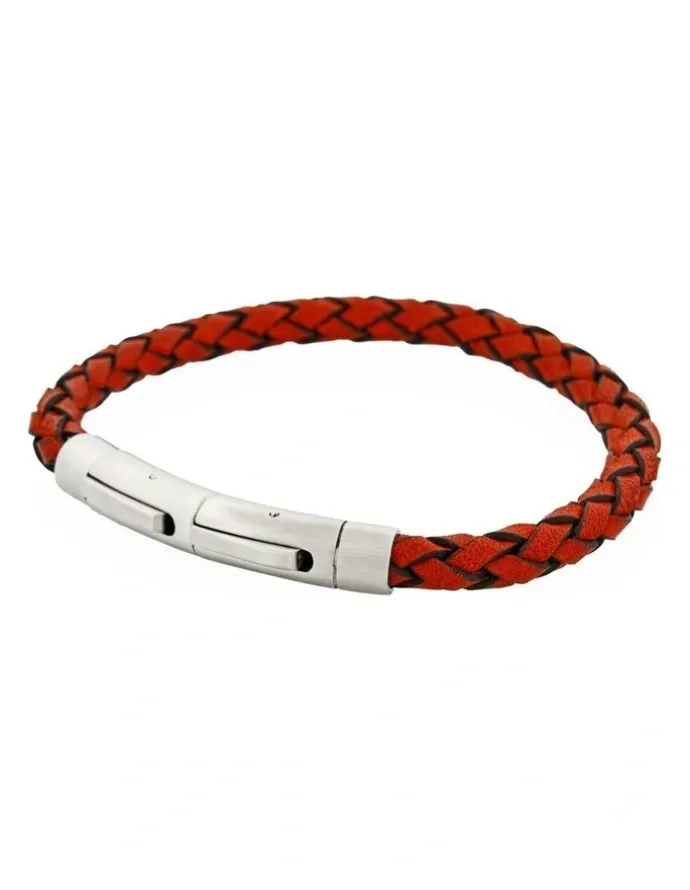 Cudworth Rosso Linea Italian Leather Bracelet in Red