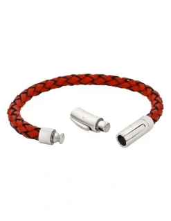 Cudworth Rosso Linea Italian Leather Bracelet in Red