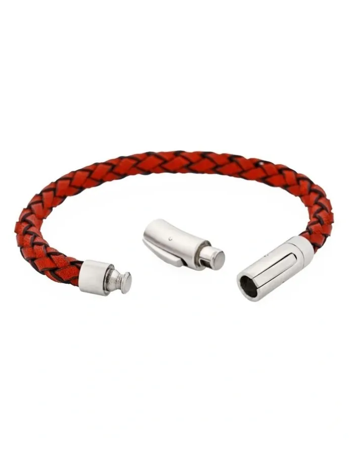 Cudworth Rosso Linea Italian Leather Bracelet in Red