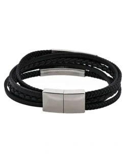 Cudworth Sierra Multi-Strand Leather Bracelet in Black