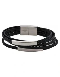 Cudworth Sierra Multi-Strand Leather Bracelet in Black