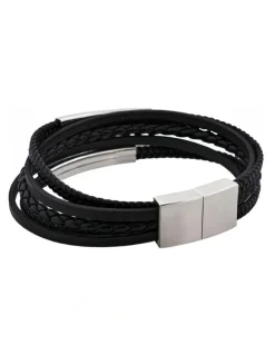 Cudworth Sierra Multi-Strand Leather Bracelet in Black