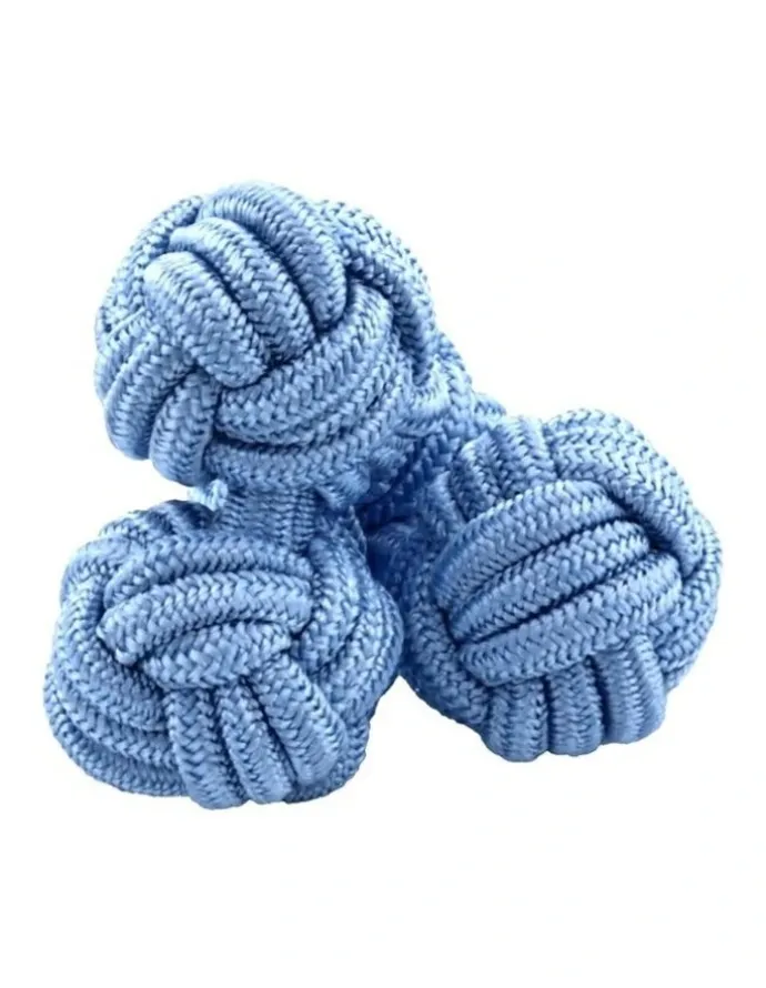 Cudworth Silk Knot Cufflinks in Sky Blue