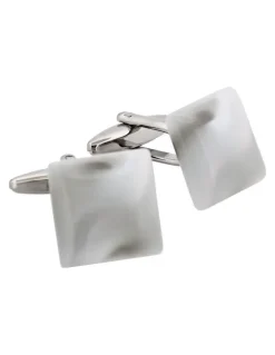 Cudworth Square Cats Eye Cufflinks in White