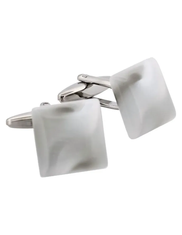 Cudworth Square Cats Eye Cufflinks in White