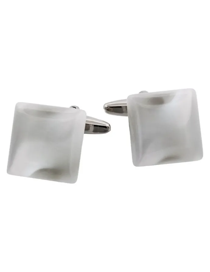 Cudworth Square Cats Eye Cufflinks in White