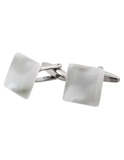 Cudworth Square Cats Eye Cufflinks in White