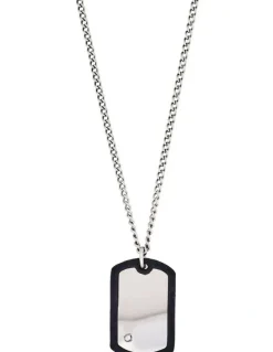 Cudworth Stainless Steel & Rubber Dog Tag & Chain in Silver