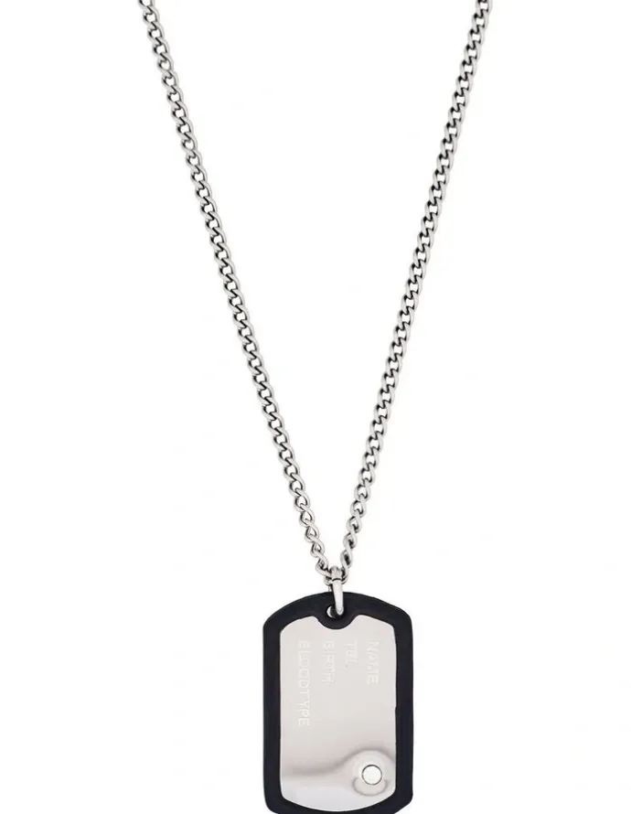 Cudworth Stainless Steel & Rubber Dog Tag & Chain in Silver