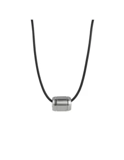 Cudworth Stainless Steel Bead Pendant On Silicone Rubber Necklace 50cm in Silver