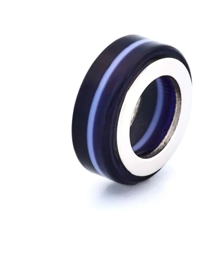 Cudworth Stainless Steel Ceramic Bead in Black/Blue