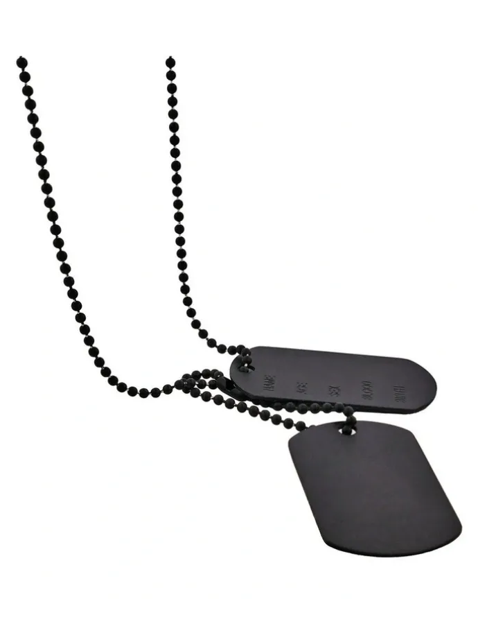 Cudworth Stainless Steel & Ion Plated Double Dog Tags on Ball Chain in Black