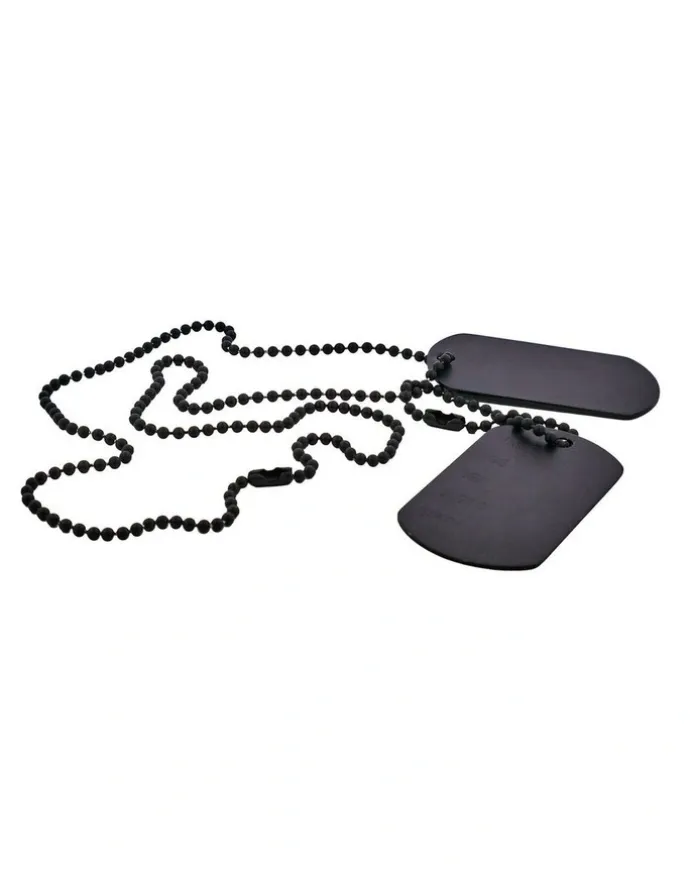 Cudworth Stainless Steel & Ion Plated Double Dog Tags on Ball Chain in Black