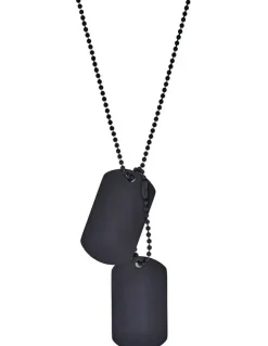 Cudworth Stainless Steel & Ion Plated Double Dog Tags on Ball Chain in Black