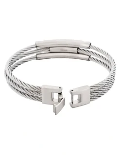 Cudworth Stainless Steel And Cable Wire Bracelet in Silver
