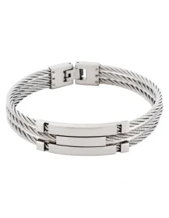 Cudworth Stainless Steel And Cable Wire Bracelet in Silver
